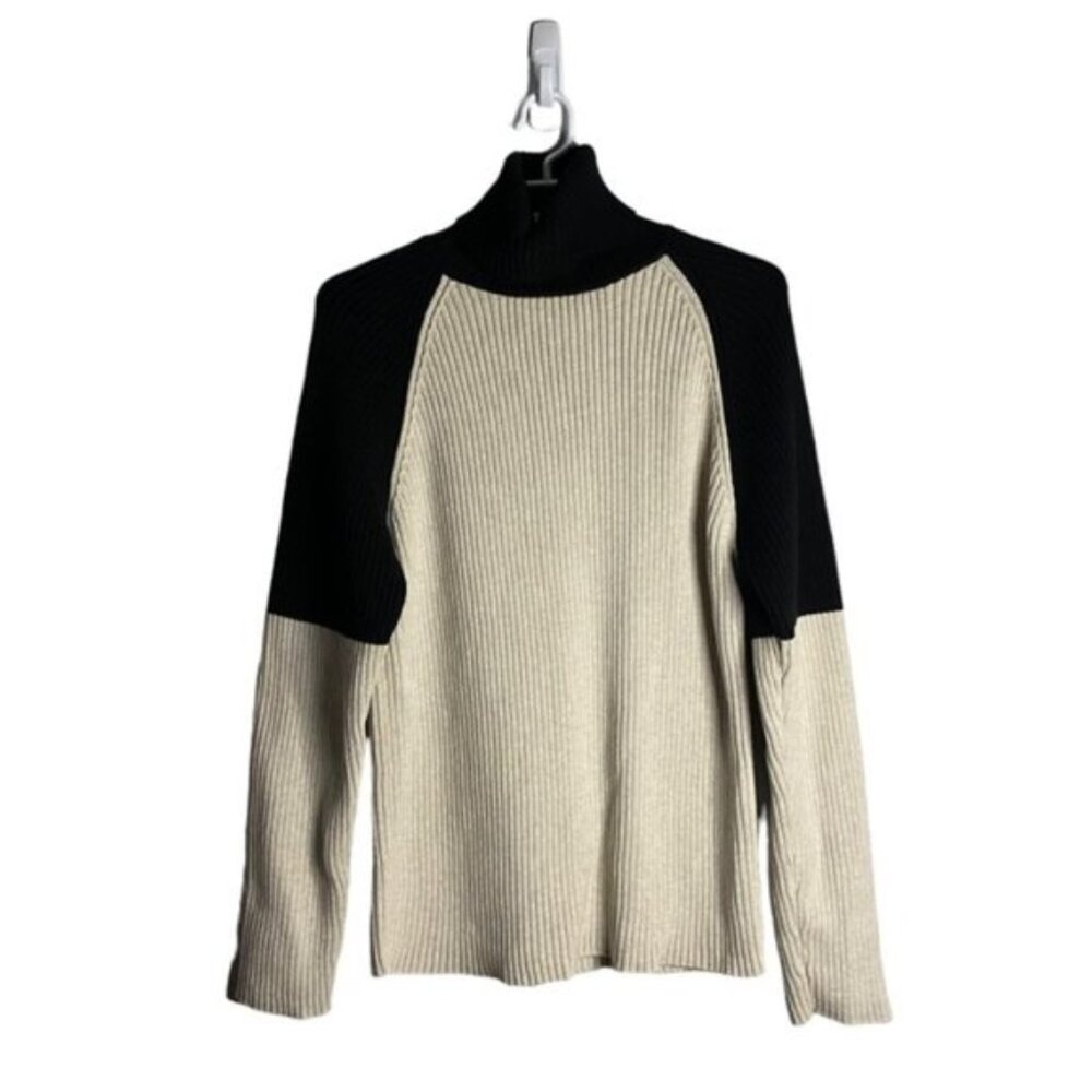 Penmans Women's Cream/Black Ribbed Turtleneck Sweater